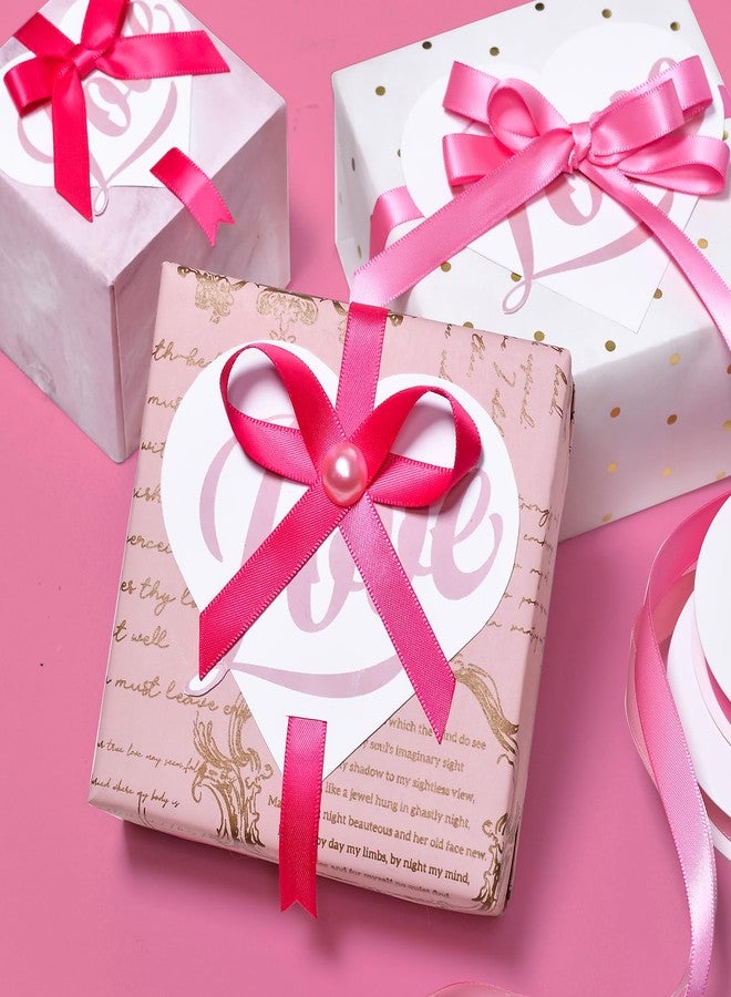 Ribest Pink Double Faced Satin Ribbon Set, 3/8 Inch White, Light Pink, Pink, Hot Pink, Fuchsia Ribbons for Valentine's Day Gift Wrapping Crafts Wedding Baby Shower, 5 Rolls × 10 Yards Total 50 Yards - Image 4